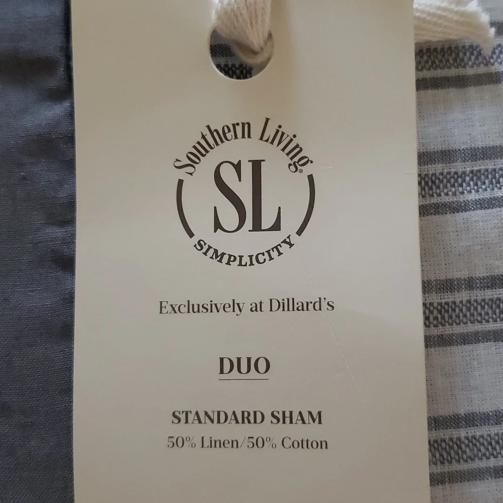 Linen Cotton Fringe Shams Shabby Chic Gray Striped Cottagecore Set of 2 New